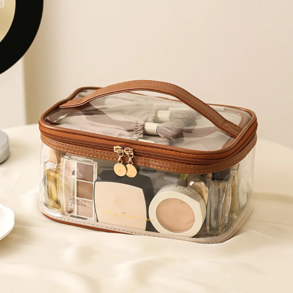Ship from US Chic Waterproof Transparent Cosmetic Bag Durable Nylon Travel Organizer Portable SeeThrough n for Makeup Toilet 250227FBB