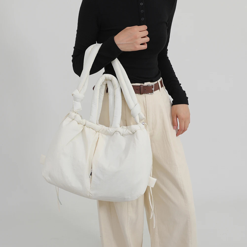 Ship from US Puffer Tote Bag for Women Adjustable Strap Shoulder Nylon Solid Crossbody Large Puffy Purse Shopping Travel 250227FBB