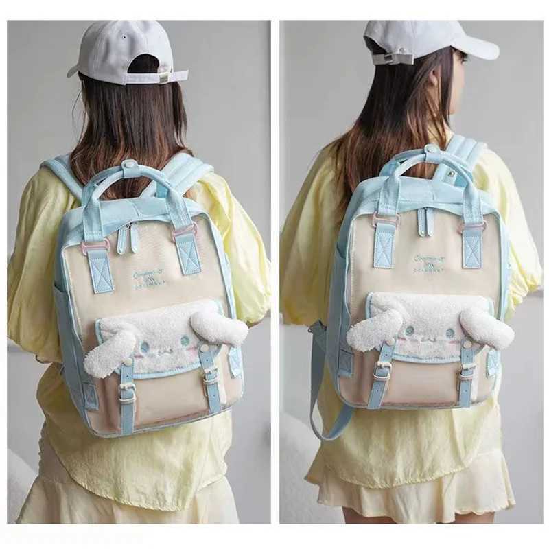 Diaper Bags PANGDUBE Cute Mommy Backpack Big Ear Dog Diaper Bag Cinnamon Rolls School Bag Baby Nappy Bags Students Backpack Y250227YH0T