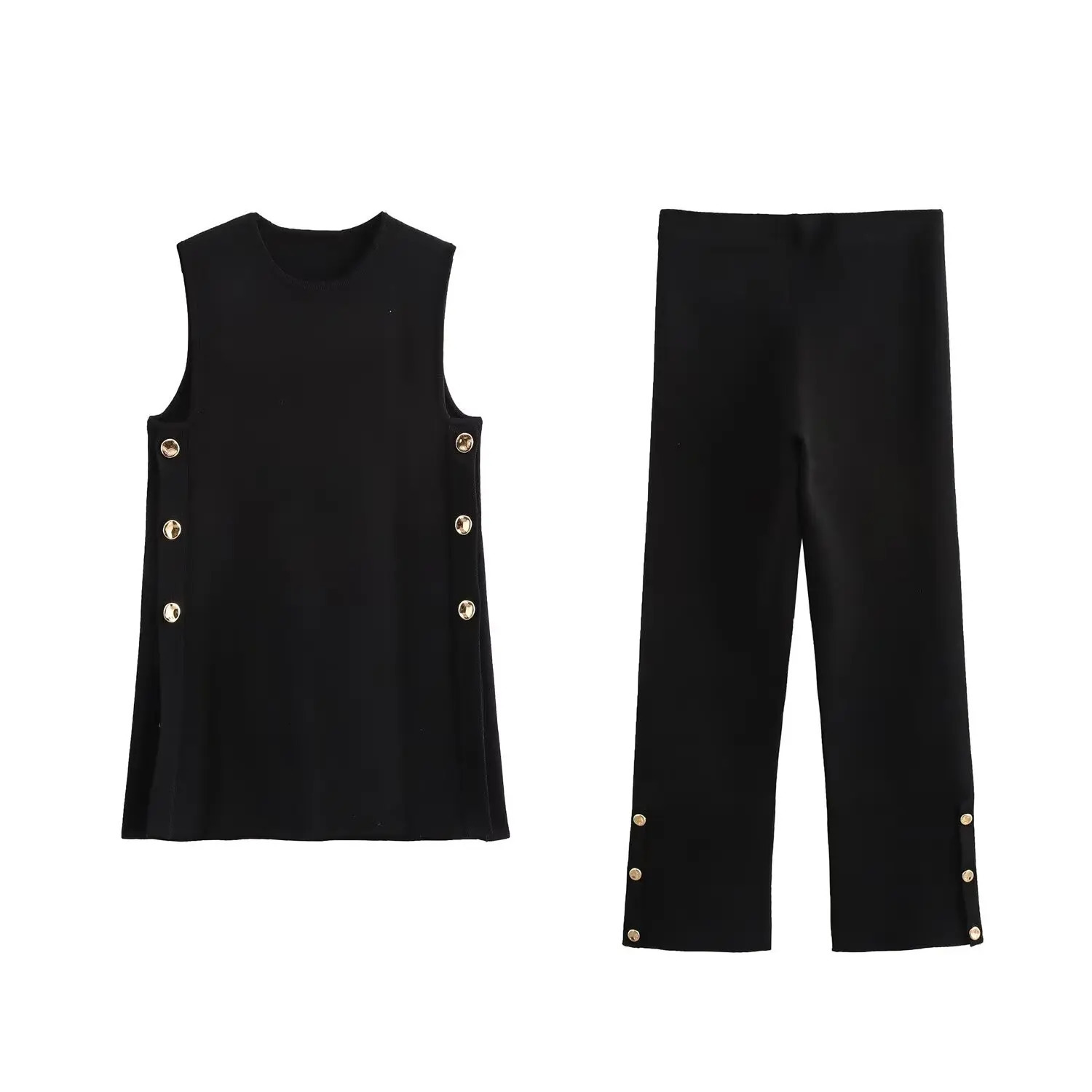 Fashionable Westernstyle Suit With Female n Sense Sleeveless Dress Vest Skirt Long Pants Twopiece Set 250226
