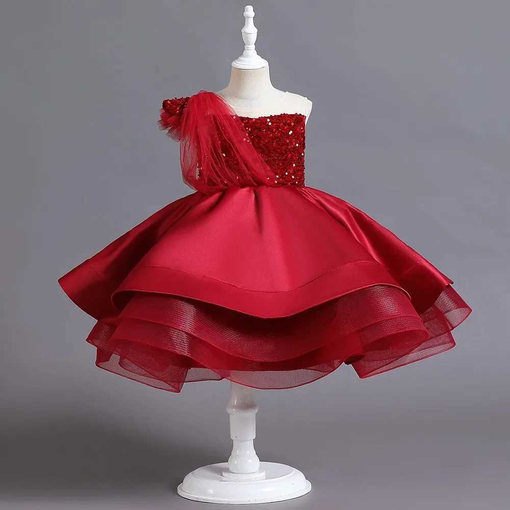Girl's Dresses Fashion Girls Dresses for Party and Wedding Lace Mesh Sleeveless Girls Sequin Dress Summer Girls Party Dress 2-13 Years Y2502278LT