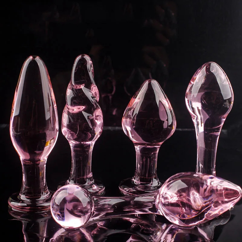 Candiway Exquisite Pink Crystal Glass Anal Plug Adult Masturbation Products Prostate Massager Erotic Toys For Couple 5 Styles 250227