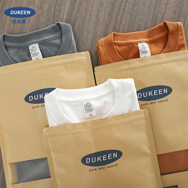 Dukeen 280gsm Oversized Heavy TShirt for Men Summer Short Sleeve Tee Cotton Solid Color Top Casual T Shirts 250225