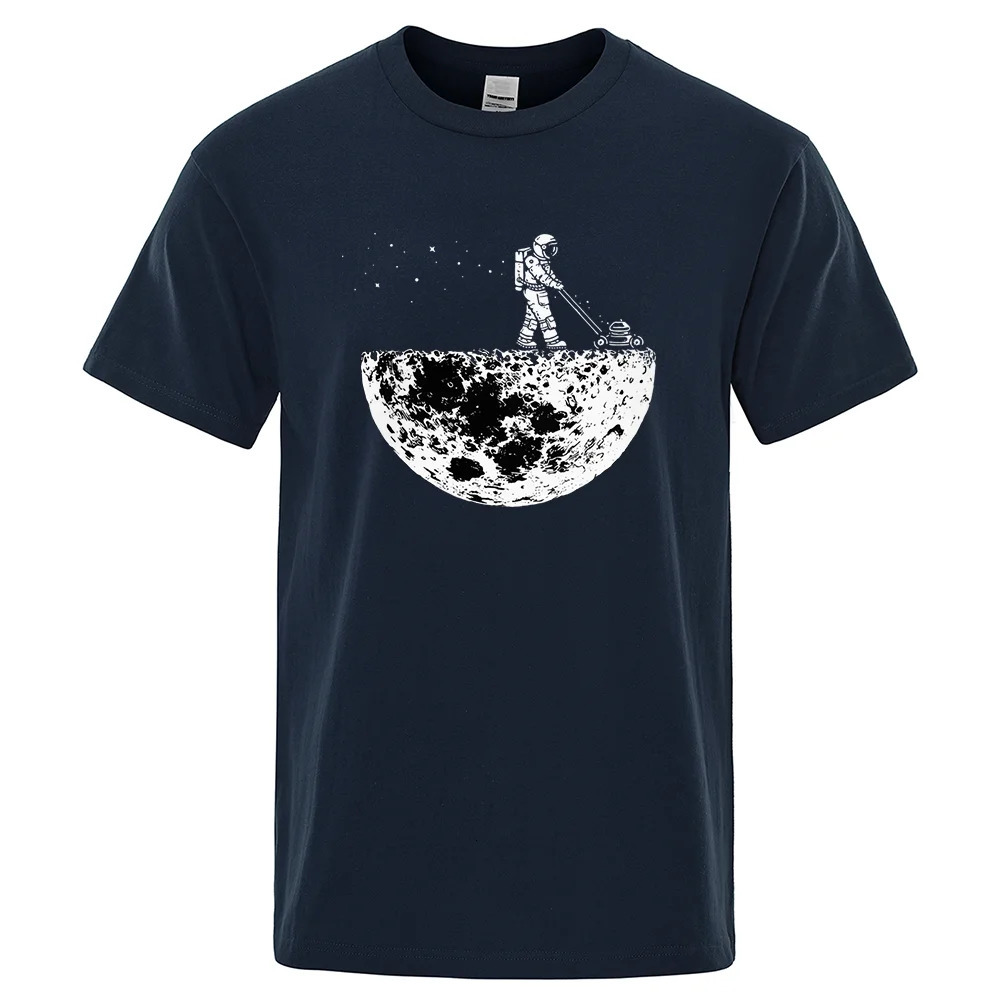 Astronauts Cherish The Lunar Environment Funny Print t-Shirts Men Loose Oversize Clothing Cotton Summer Soft Tshirt Hip Hop Tees 250227
