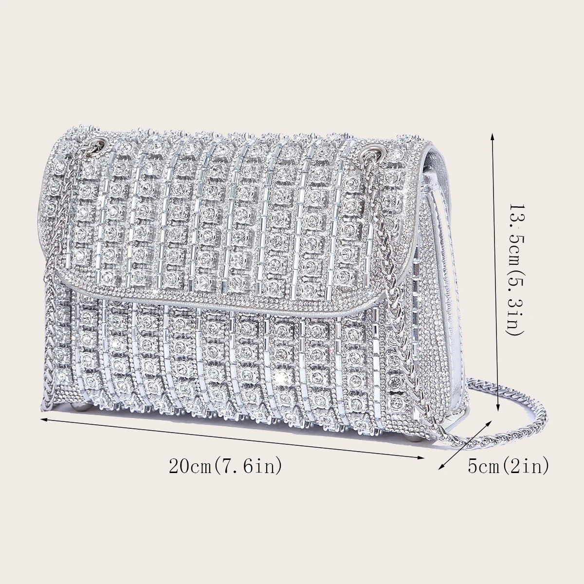 Evening Bag Casual Sparkling Colorful Diamond PU Party Ladies Shoulder Silver Fashion Clutch 250226