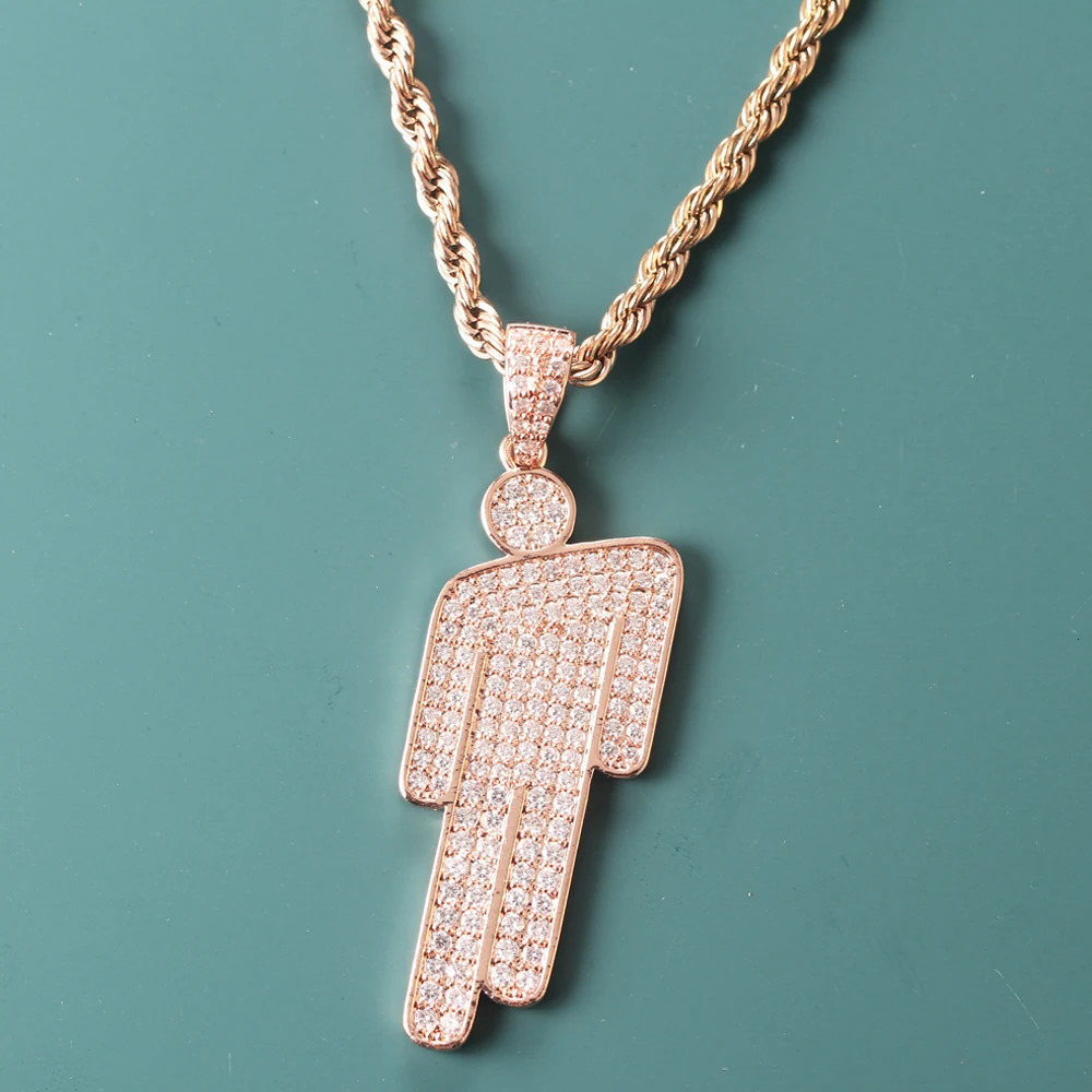 Hip Hop NecklaceStainless Steel Round Head Zircon Couple Pendant NecklaceSkew Head Pendant Full of Zircon Chaoren Necklace 250227