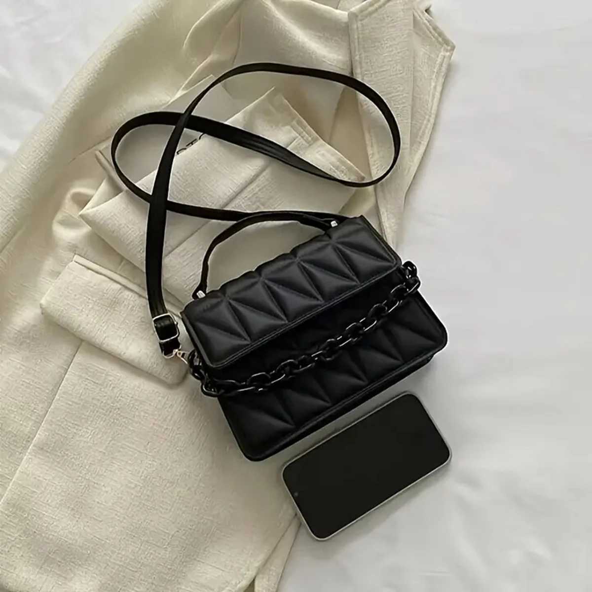 Diamond chain handbag womens fi embossed small square bag womens single shoulder crossbody bag a bagXJ250227