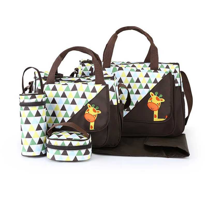 Diaper Bags 5pcs/set New Fashion Mummy Bag Baby Diaper Bags Maternity Nappy Bag Mommy Baby Care Carriage Stroller Bag Organizer Y2502274AYF