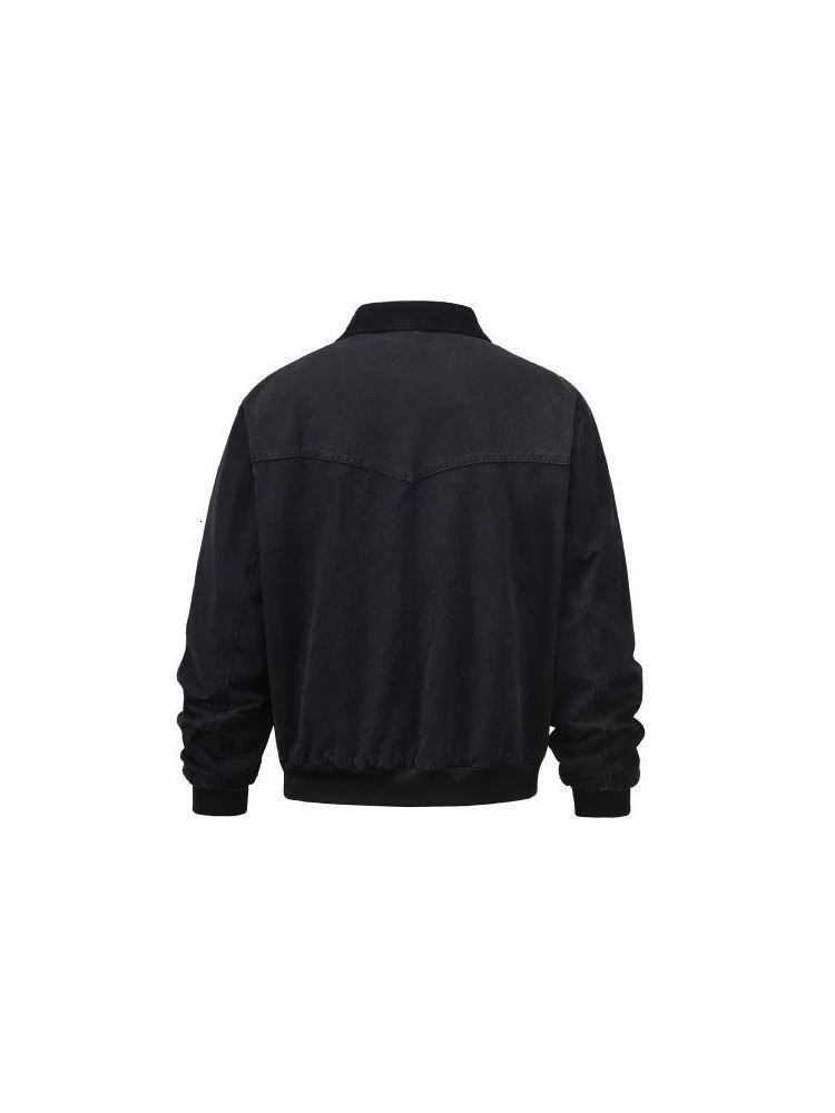 Loose Contrast Paneled Zipper Jeans Coat Mens Lamb Fleece Denim Jacket Washed Distressed Streetwear Cpwboy Top 250225