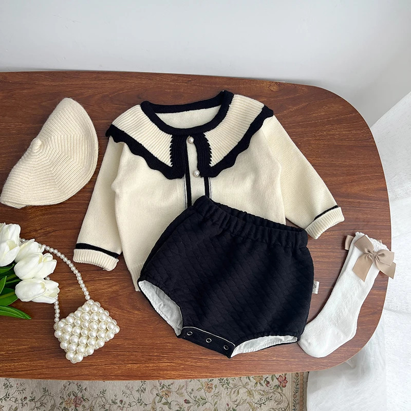 Spring And Autumn born Baby Girls Baby Bodysuits Long-sleeved O-neck Cute Two Piece Set Cotton Korean Fashion Soft Casual 250227
