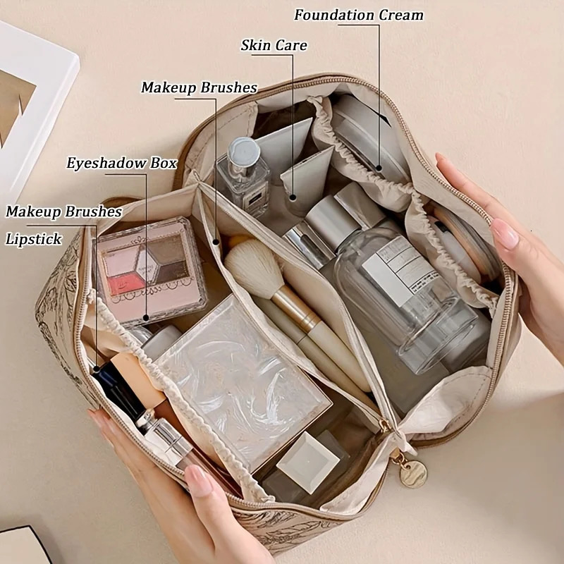 Ship from US Cosmetics bag travel cosmetics large capacity storage portable leather cleaning womens multifunctional toilet kit 250227FBB