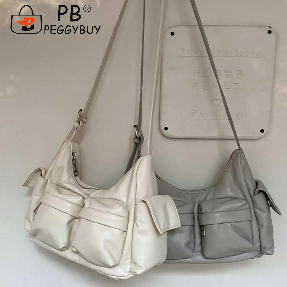 Ship from US Women MultiPocket Handbag Fashion Vintage Tote Casual Soft Leather Shoulder Bag Retro Messager Trend 250227FBB