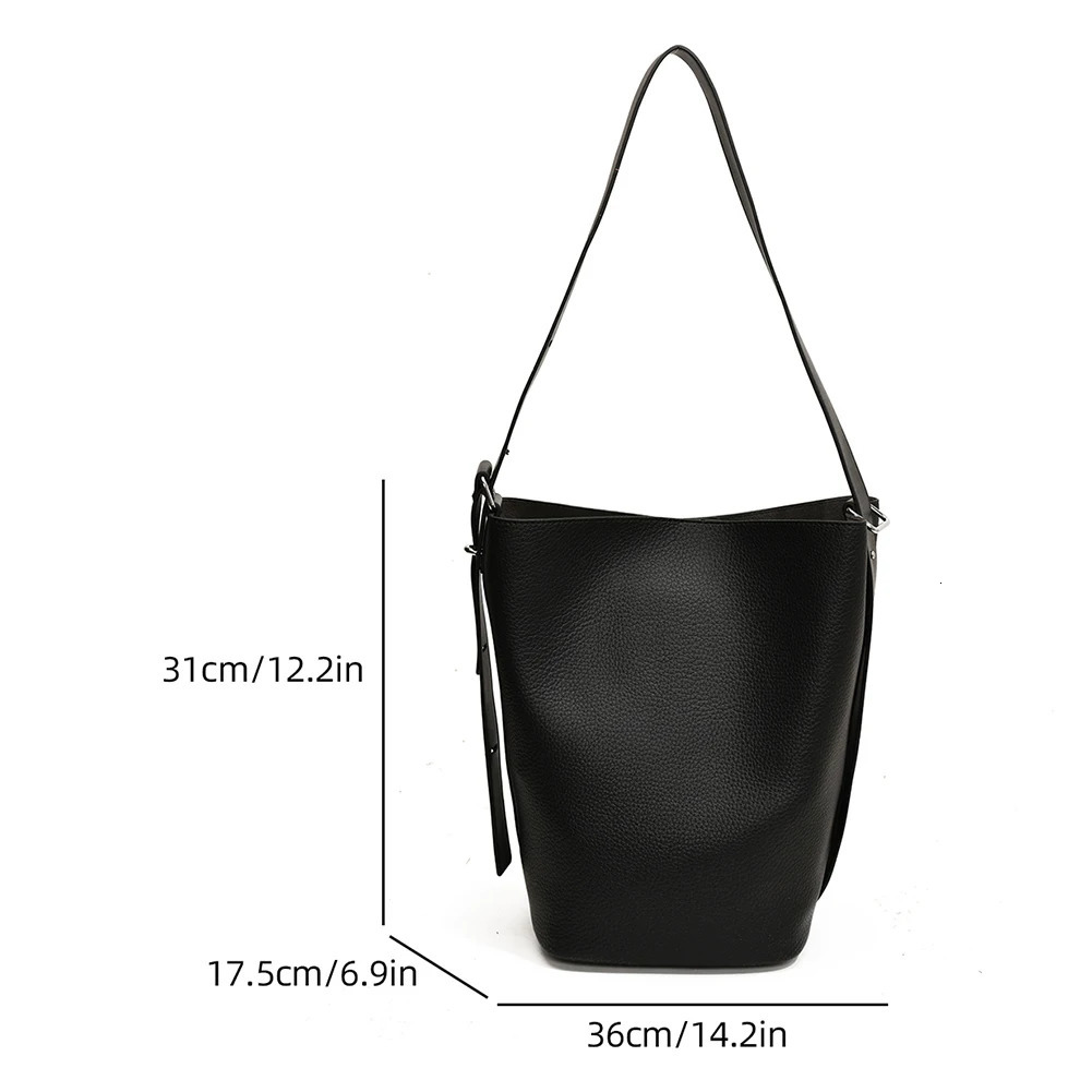 Ship from US Bucket Bag for Women Adjustable Strap Shoulder Vegan Leather with Inner Pocket Crossbody Solid Hobo Work Travel 250227FBB