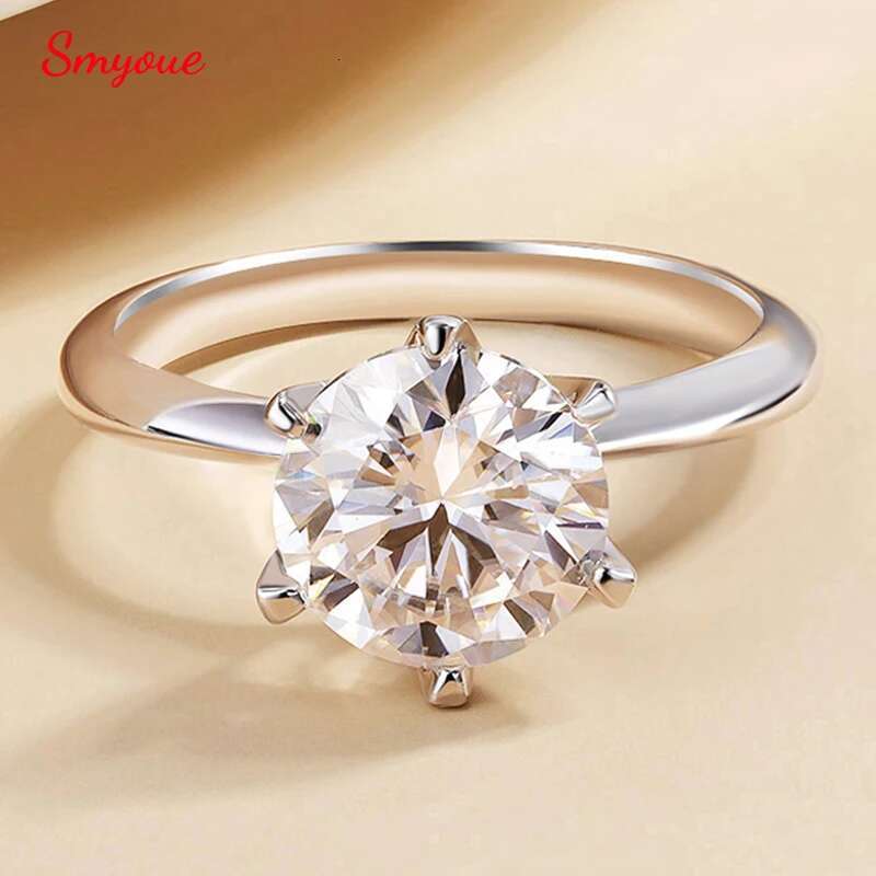 Smyoue 10CT 14mm GRA Real Moissanite Engagement Ring for Women Classic Bride Lab Dia promise Band Sterg Sier