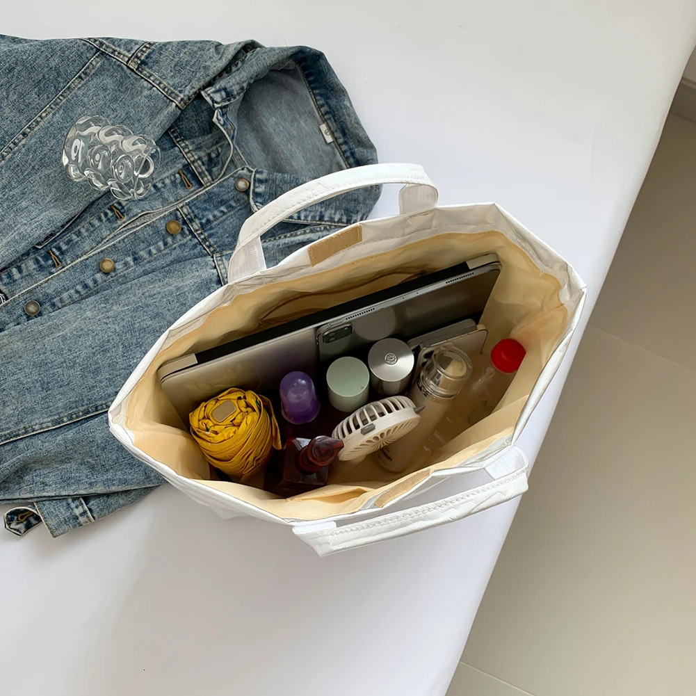 Ship from US Women Large Capacity Vintage Solid Trend Top Handle Bag Letter Print Purse PVC Handbag Female Travel Shoulder Bags Tote 250227FBB