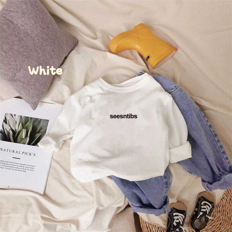 Tshirts Pure cotton childrens Tshirt long sleeved autumn boys letter printed westernstyle top baby girls base shirt spring and autumn childrens clothY