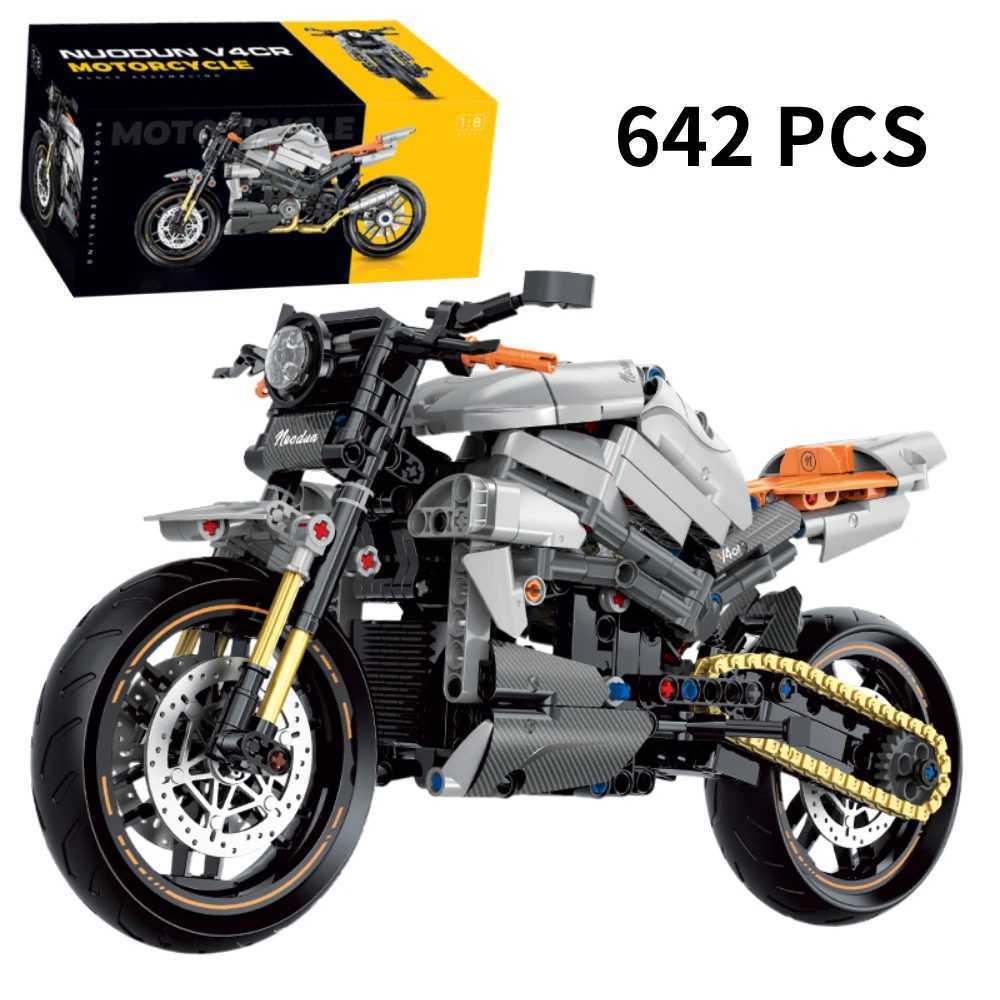 1 8 586PCS High-tech Classic Motorcycle Building Model Blocks Motor City Racer B Toys for Boys Childrens Halloween Gifts Y250227