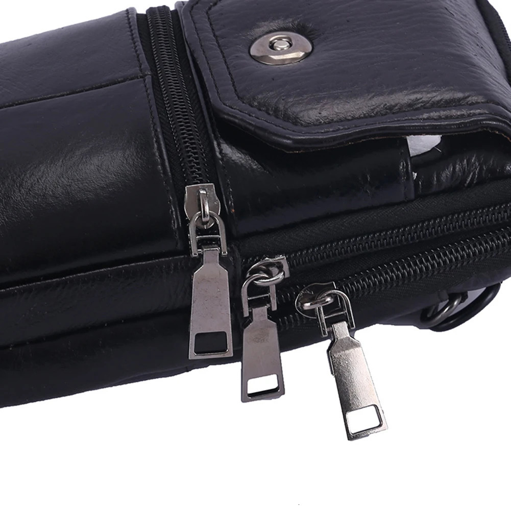 Ship from US Fashion Mens Messenger Bag Cowhide Leather Mobile Phone Shoulder Small Travel Waist MultiPockets Male Chest 250227FBB
