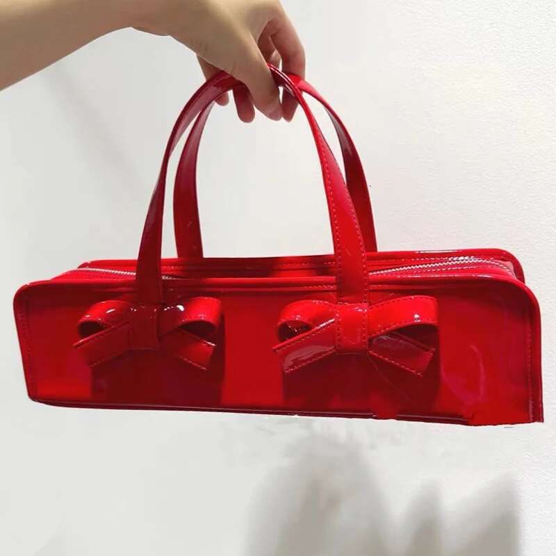 Moto & Biker Y2k Bags For Women Designer Handbags And Purses 2023 New In Fashion Bright Leather PU Bow Square Top Handle