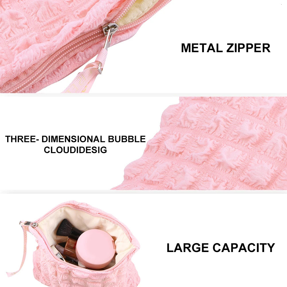 Ship from US 3Pcs Travel Toiletry Bag Solid Color Makeup Organizer Large Capacity Zipper Pouch Lightweight Storage Clutch 250227FBB