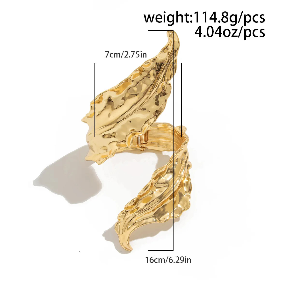 DIEZI Gold Color Metal Leaves Cuff Bangles for Women Men Exaggerated Punk Geometric Wrap Bangle Bracelet Party Jewelry 250227