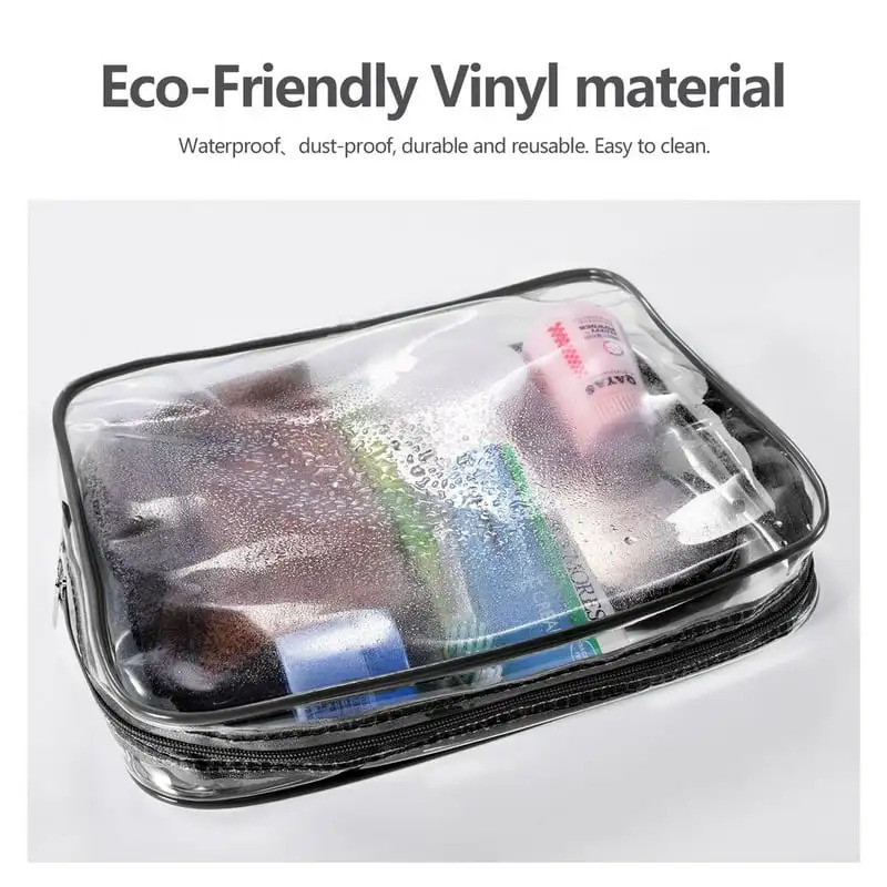 Ship from US Clear TSA Cosmetic Bag Set for Air Travel Waterproof Toiletry Organizer with Zipper Handle Straps Women Men 250227FBB