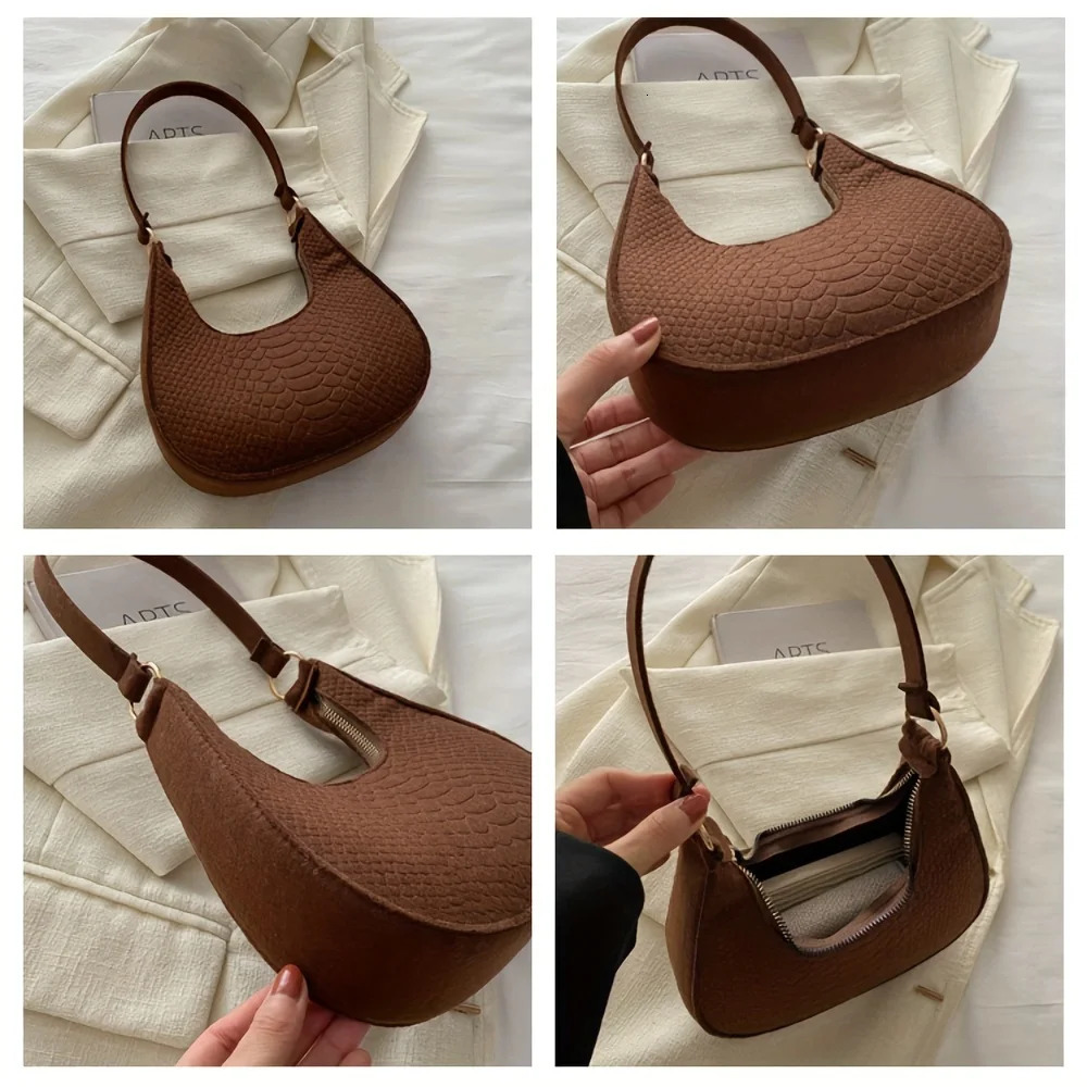 Ship from US Casual Hobo Shoulder Bag Vintage Crescent Armpit Fashionable Daily Handbag Unique n 250227FBB