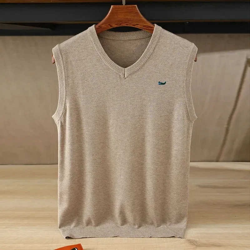 Cashmere Cotton Mens Pullover Vneck Solid Color Sweater Vests Autumn Winter Casual Wool For Men M5XL 250225