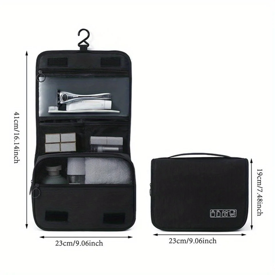 Ship from US Large Capacity Cosmetic Travel Bag With Durable Handle Portable Hanging Toiletry Foldable Dry Wet Separation Household O 250227FBB