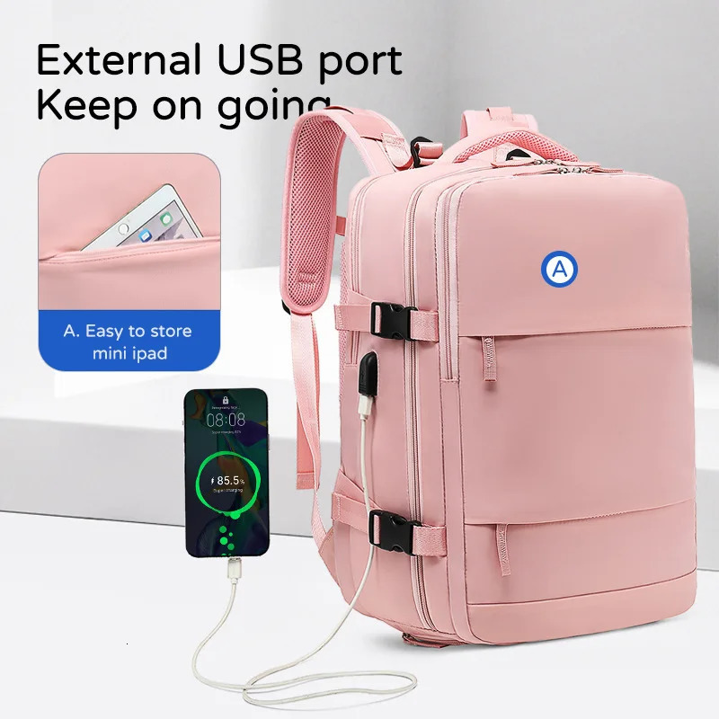 35L multifunctional waterproof mummy backpack travel bag shoulder bag USB charging laptop backpack with shoe pocket 250227