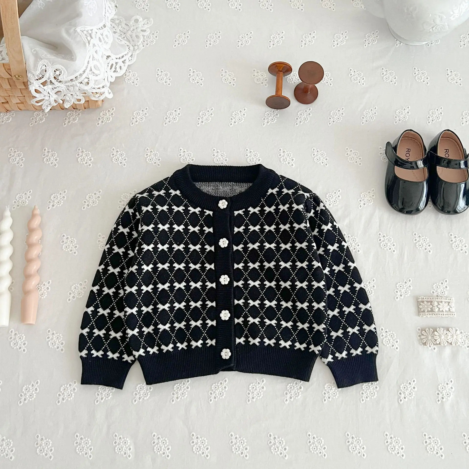7058 Baby Clothing Set Autumn Knitted Baby Coat cardigan or pendant Climbing Clothing Sweater 250227