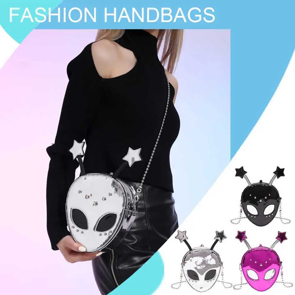 PU Leather Alien Pattern Shoulder Purse Removable Chain Women Sling Bag Halloween Style Sahel Purse for Shopping TravelXJ250227