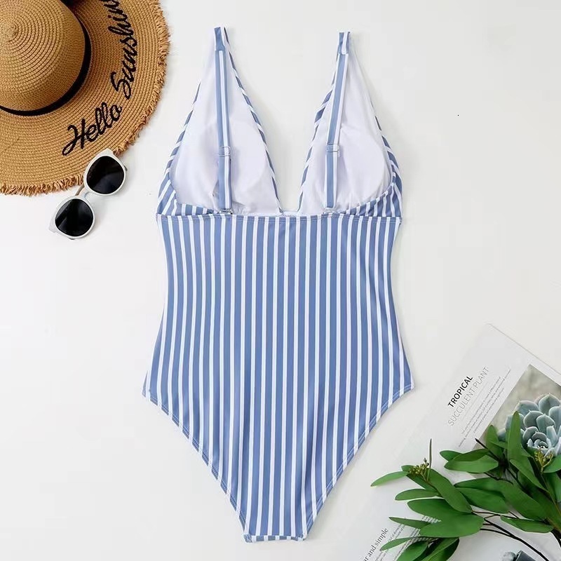 Sexy Red Striped Swimsuit Female Monokini String Push Up Swimwear Women Thong Backless Bathing Suit Swim 210520