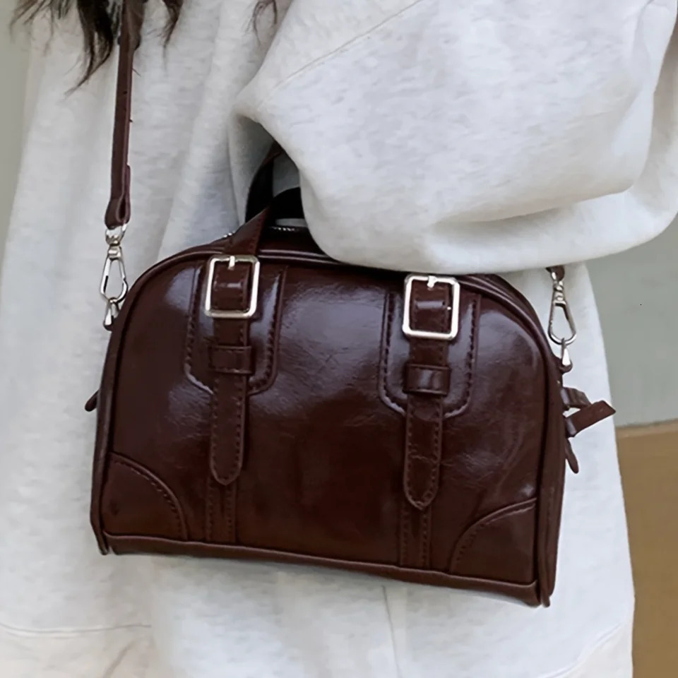 Ship from US Elegant Faux Leather Pillow Handbag Fashion Boston Bag For Women Versatile TopHandle Crossbody Satchel Chic Bowlinginspired w250227FBB