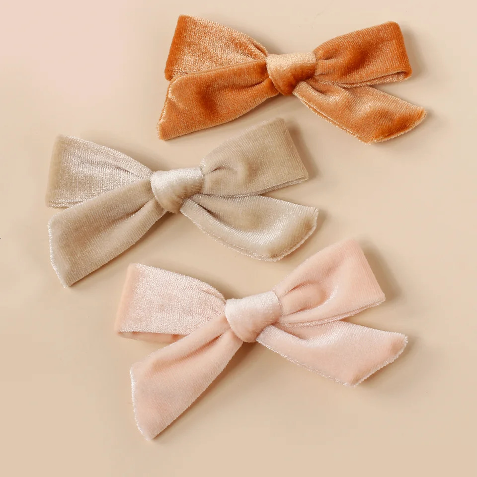 3Pcs/Set Children Cute Hairpins Velvet Bow Beautiful Grips For Girls Kids Princess Hair Accessories 250227