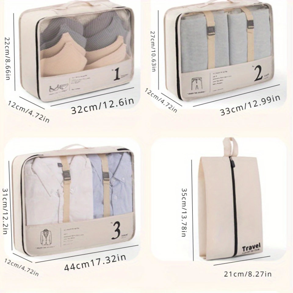 Ship from US 7piece travel organizer set polyester packaging cube with clothing underwear and cosmetic bags efficient luggage sorting bag V 250227FBB