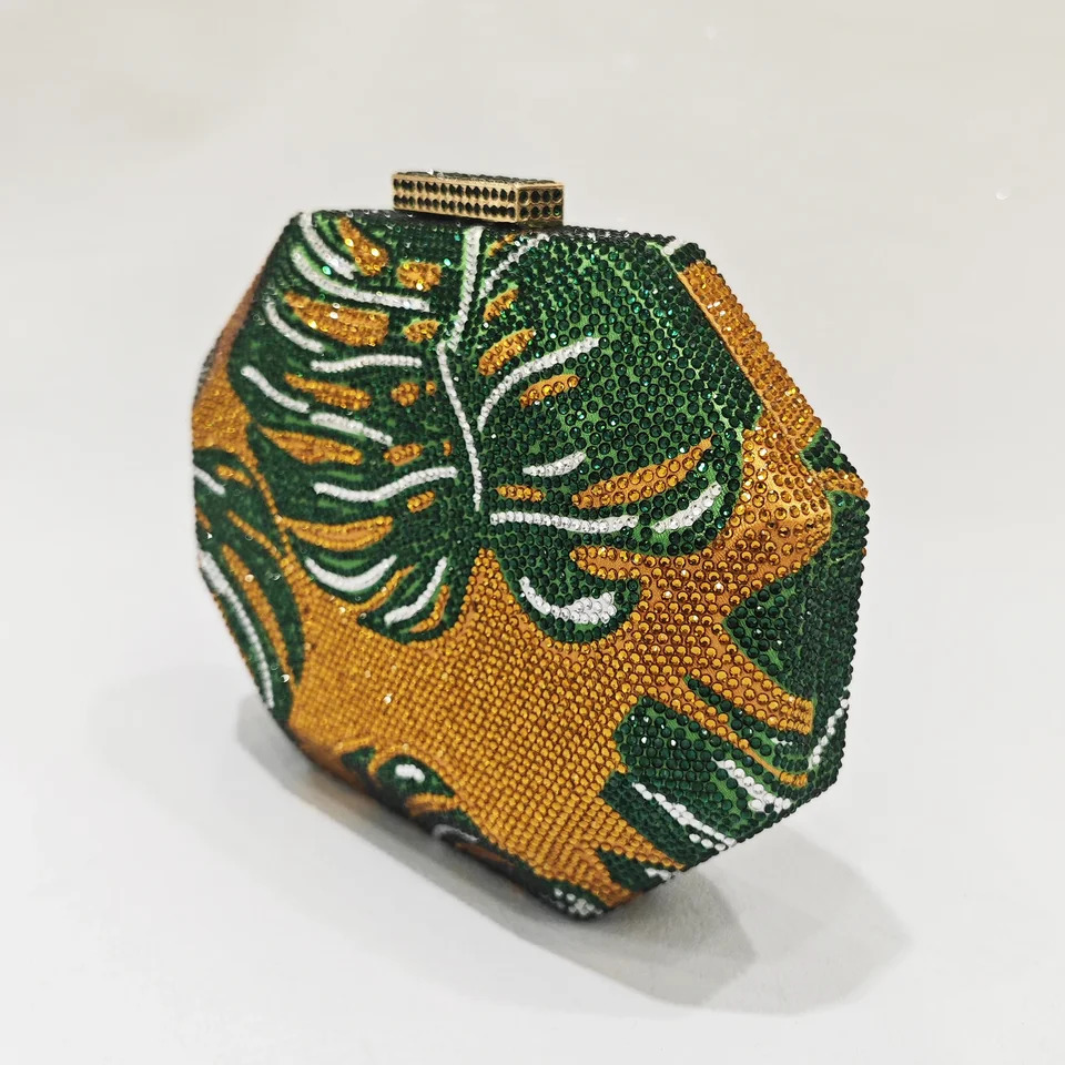 JXL y Green Leaf ner Womens Wallet Evening Package Pink Clutch Soiree Festival Fashion 250226