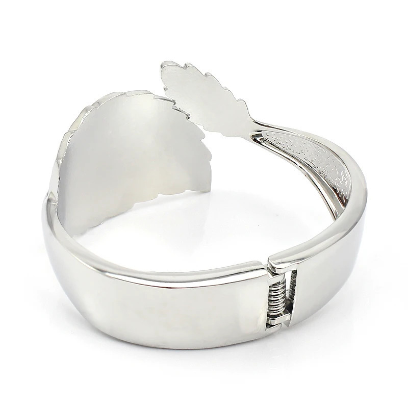 Womens Trendy 2 Tone Gold Leaf Bangle Bracelet Zinc Alloy High Quality Wedding Anniversary Jewelry 250227