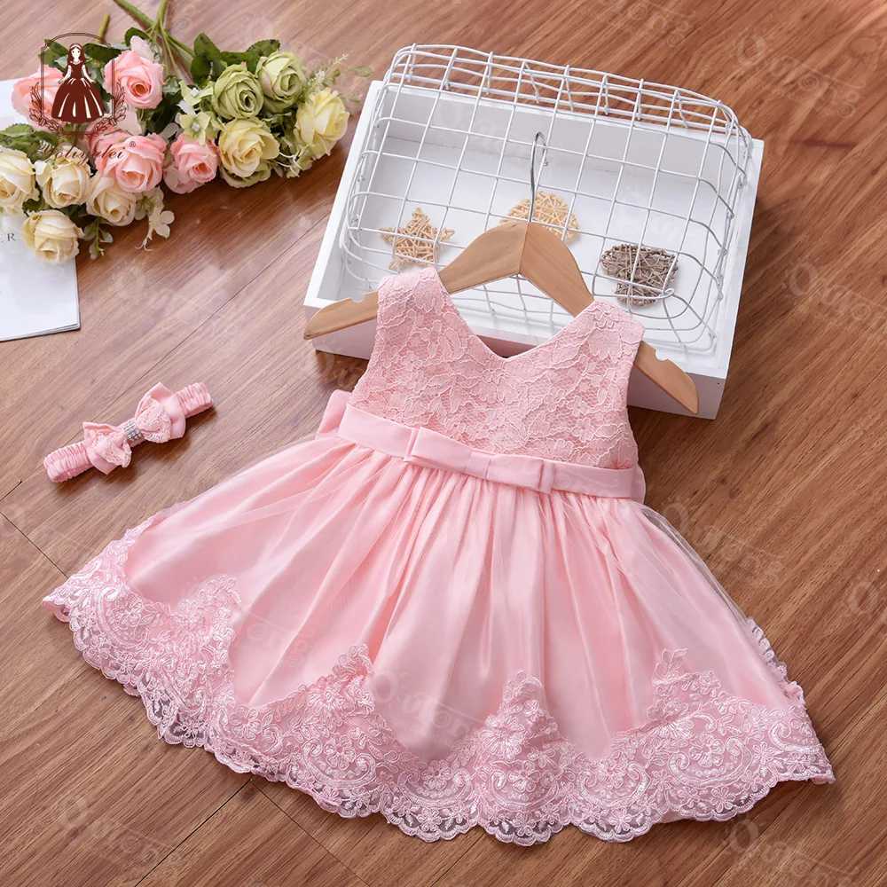 Girl's Dresses Childrens Elegant Dresses For Girls Baby 1st Birthday Party Dress Girls Princess Skirt Kids Lace Dresses 0-24Months Y250227I6WF