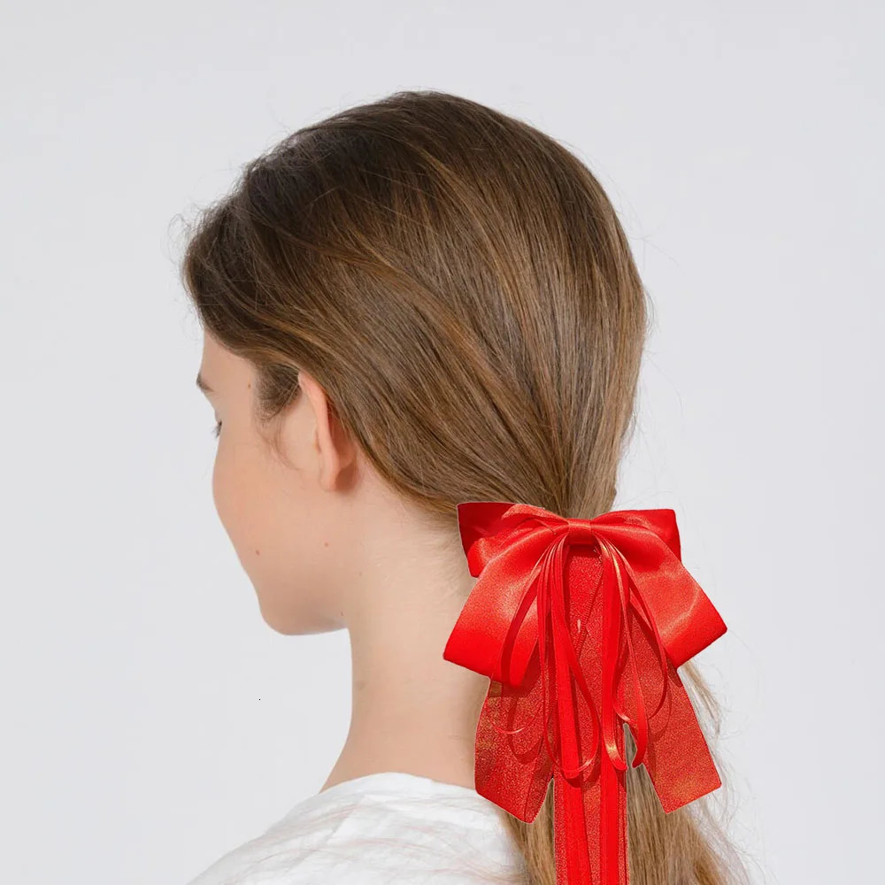 30pcs solid color streamers hair clips kid toddler handsome gorgeous hair bows girls yarn beautiful hair accessories 250227