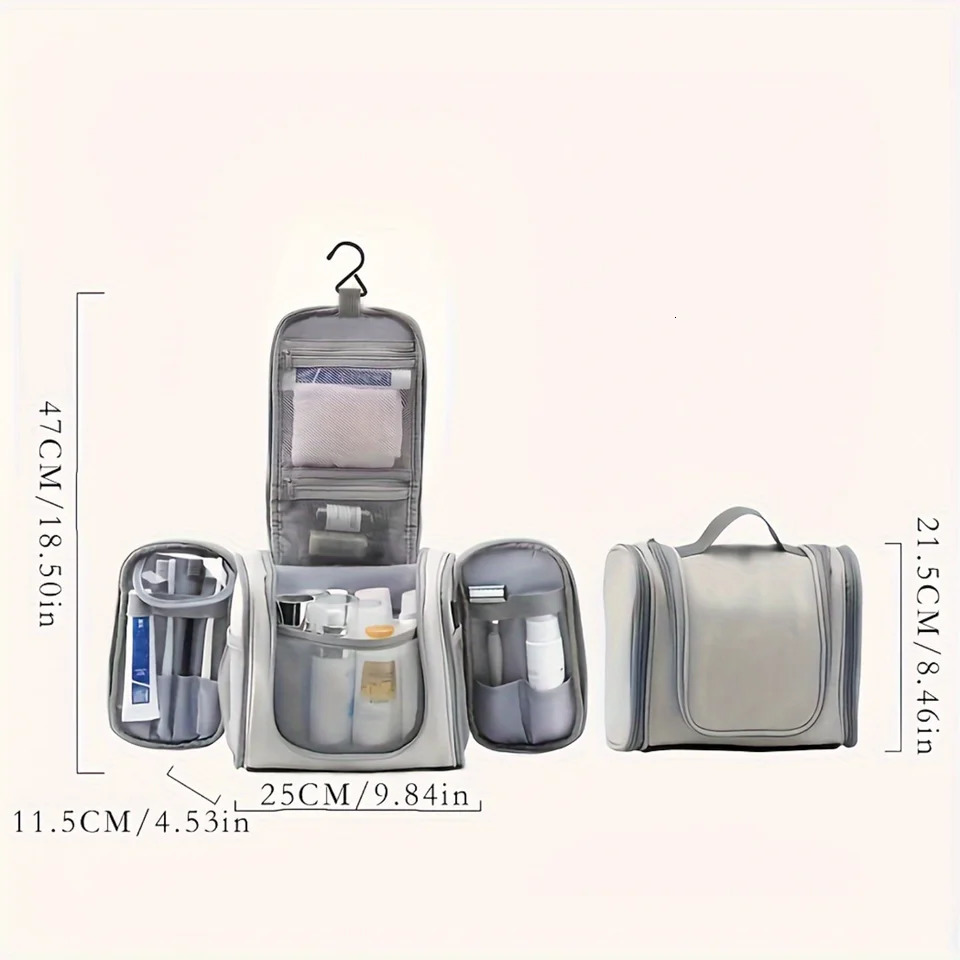 Ship from US 1pc Premium Durable Hanging Toiletry Bag Waterproof PU Leather Foldable WetDry Separated Stylish Travel Cosmetic Organiz 250227FBB