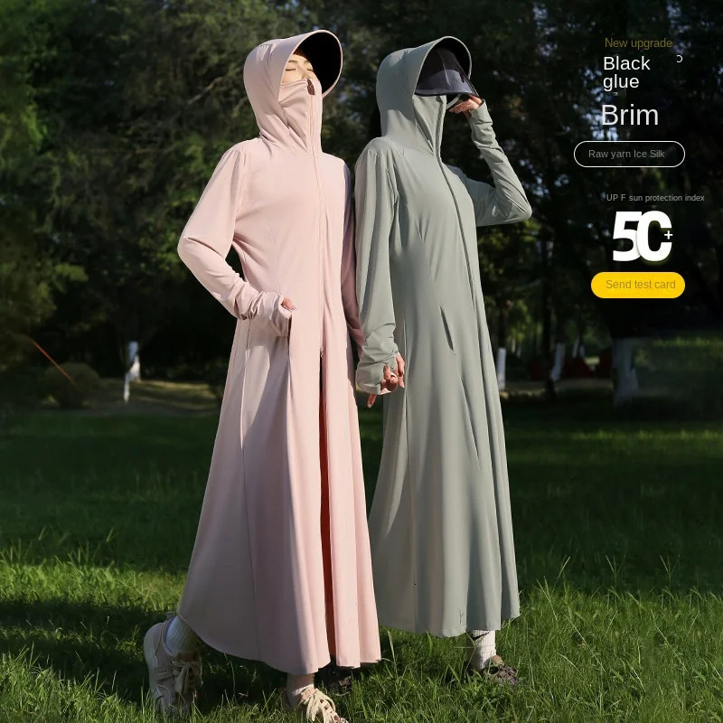 Summer Thin Sunblock Ice Silk Women Breathable UV Protection Hooded Loose Coat Outdoor Sunprotective Clothing Skin 250227