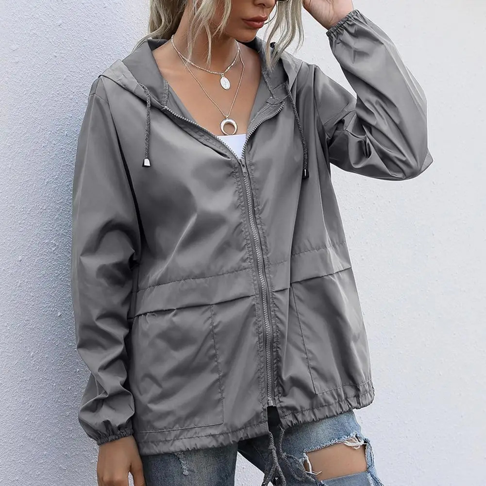 Women Rain Jacket Outdoor Running Hooded Windproof Short Raincoat Casual Spring Autumn Coats Breathable Clothing 250227