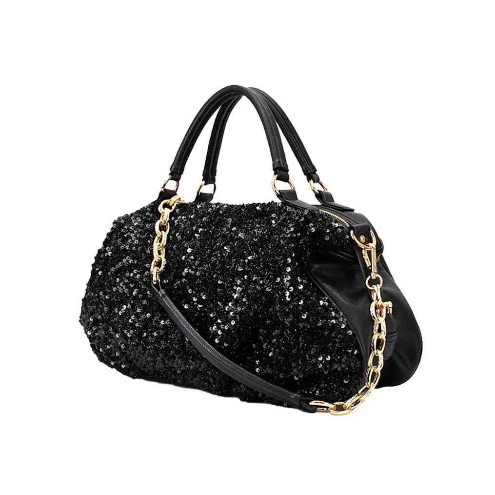 New Arrival New Womens PU Leather Ladies Shoulder Crossbody Bags Sequined Patent Leather Hobo Bag Casual Wild Top-Handle Bags Pillow Bag T250227