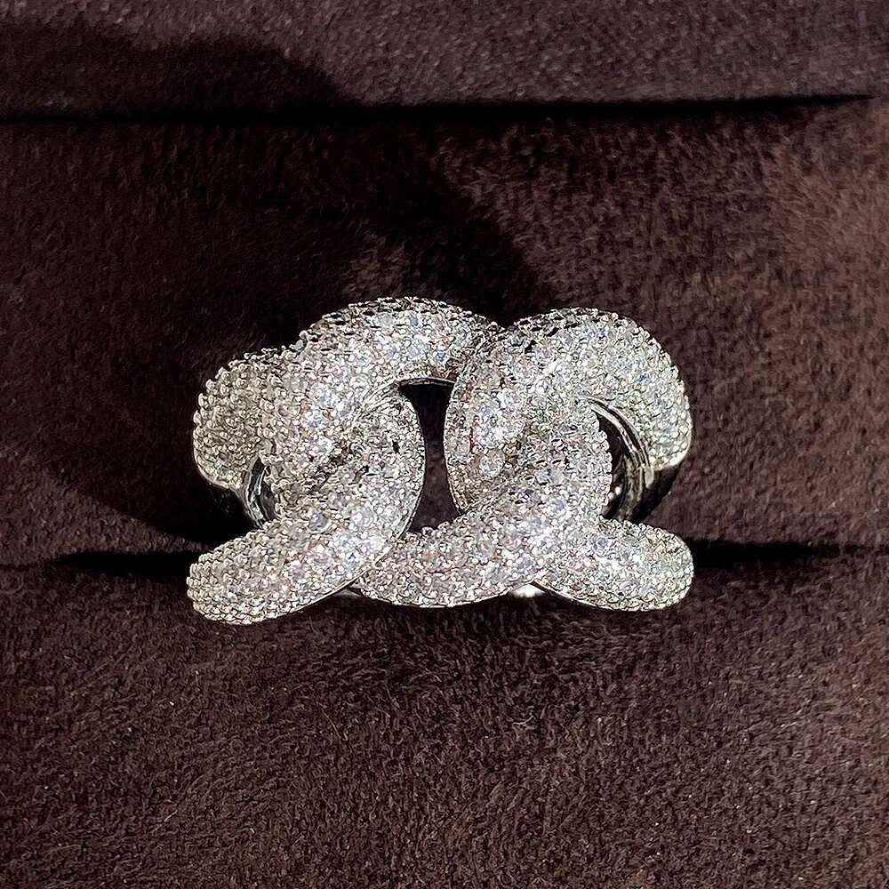 Infinity Dia Finger Ring Sterg Sier Party Wedding Zircon band Rings for Women Men Promise Engagement Jewelry Gift