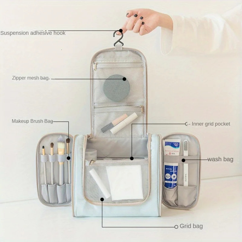 Ship from US Toiletry Bag Travel Cosmetic Make Up Organizer With Hanging Hook Portable Waterproof Bathroom Shower Large Capacity O w250227FBB