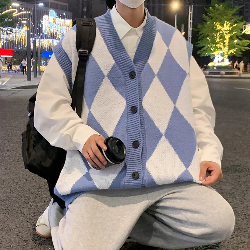 Windproof Open Front Button V Neck Vest Waistcoat Men Warm Soft Coat Autumn Winter Top Sleeveless Basic Casual Knit Cardigan 250225