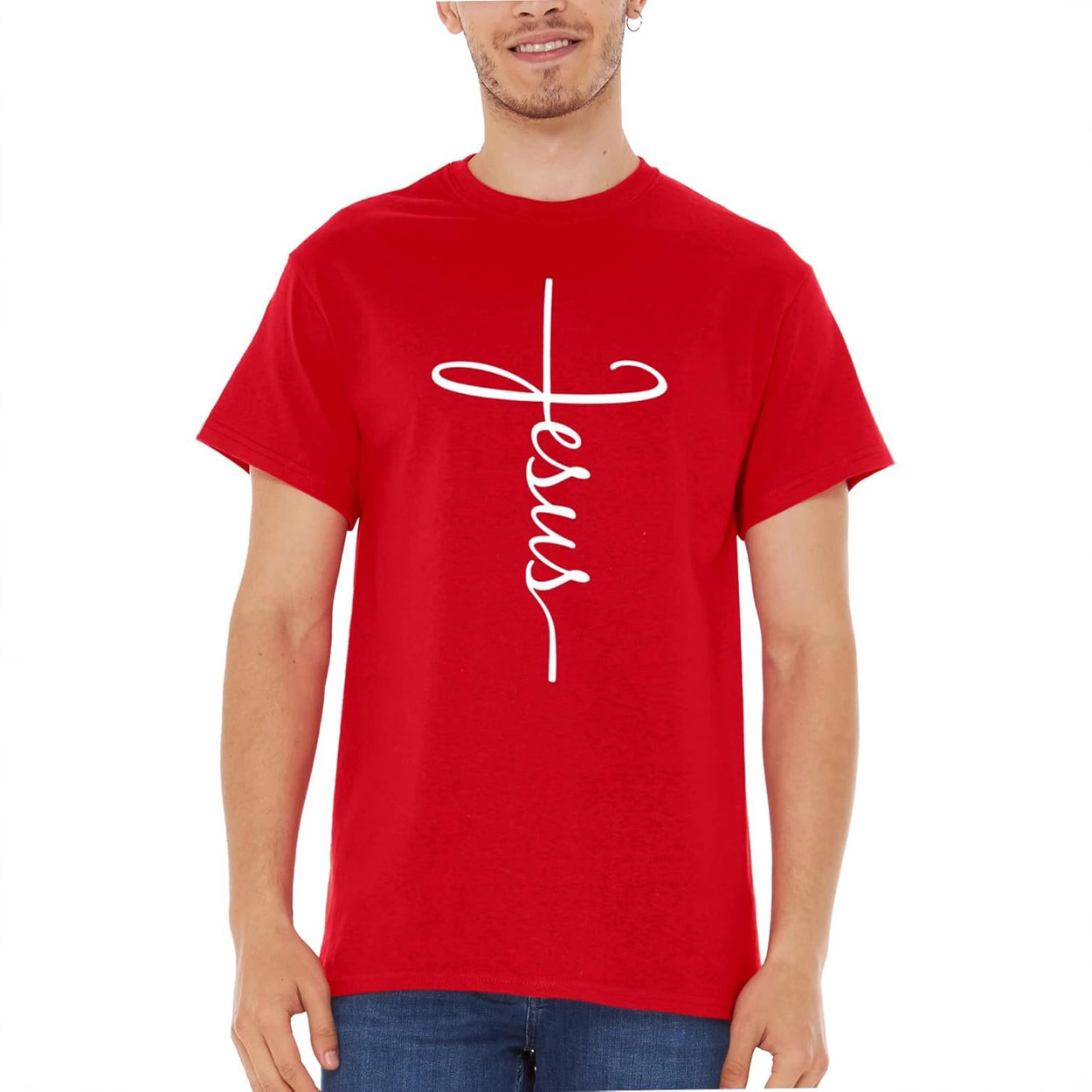 Designer Trendy Versatile 2025 Summer Men's Cross Pattern T-shirt New Casual Style Short Sleeve