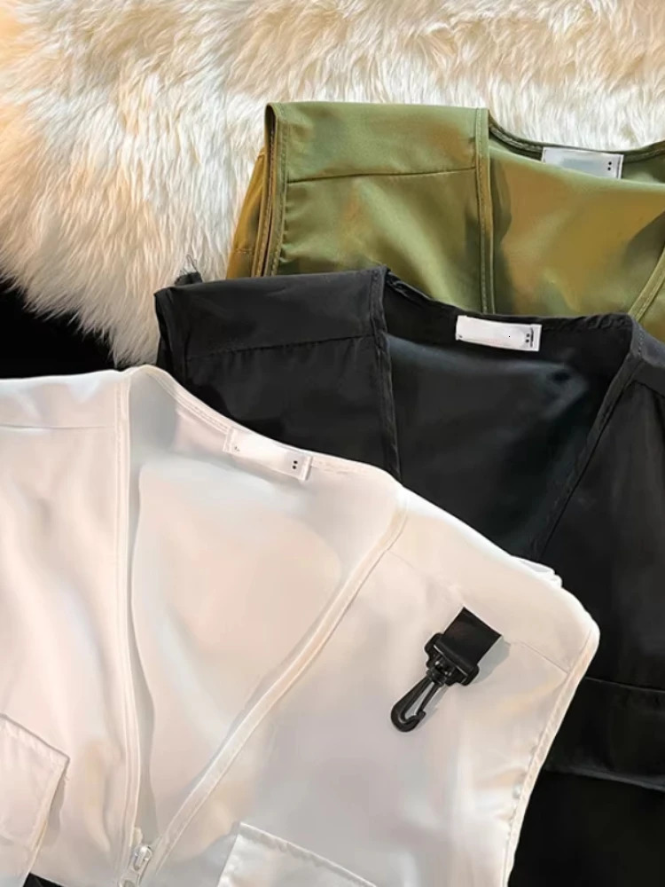 Techwear Vests Women Vintage Spring Autumn Coat ned Couples Allmatch Sleeveless Outwear Japanese Harajuku Aesthetic Ins 250226