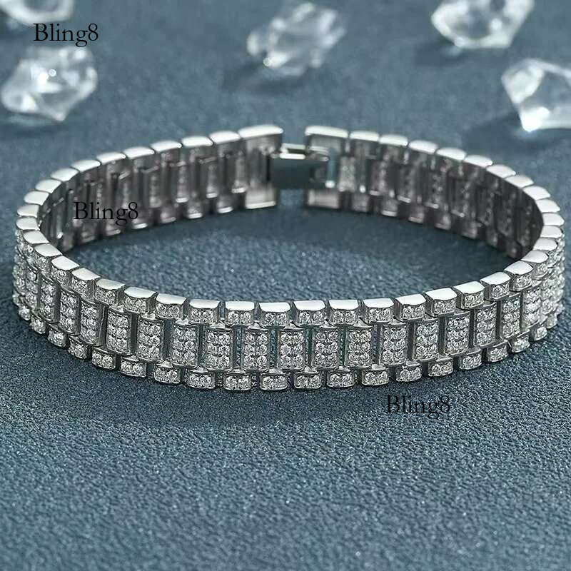 Moissanite watch chain bracelet couple sier niche design simple and versatile full dia shining fashion gift